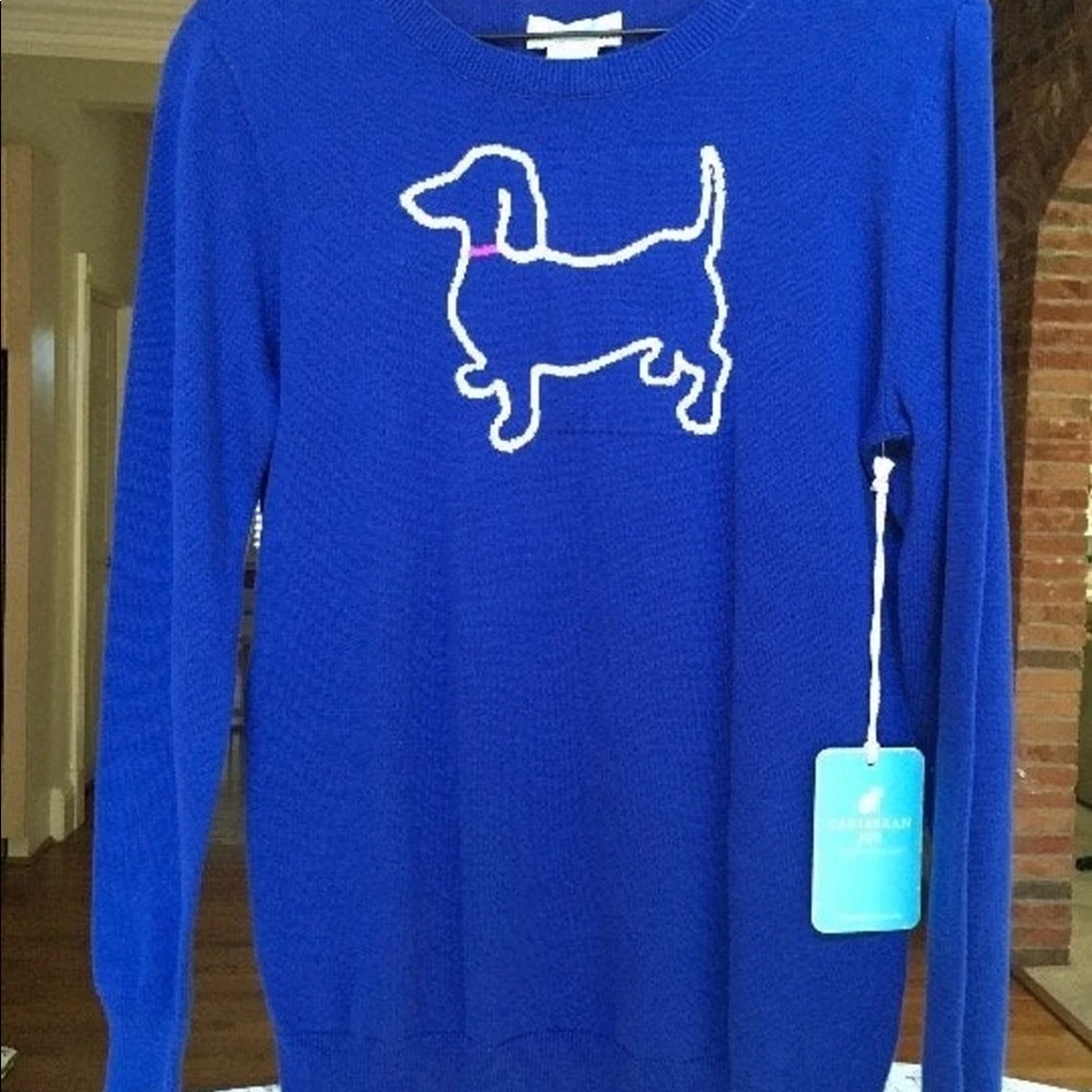 NWT *WOVEN COTTON* DACHSHUND LONG SLEEVE SWEATER S